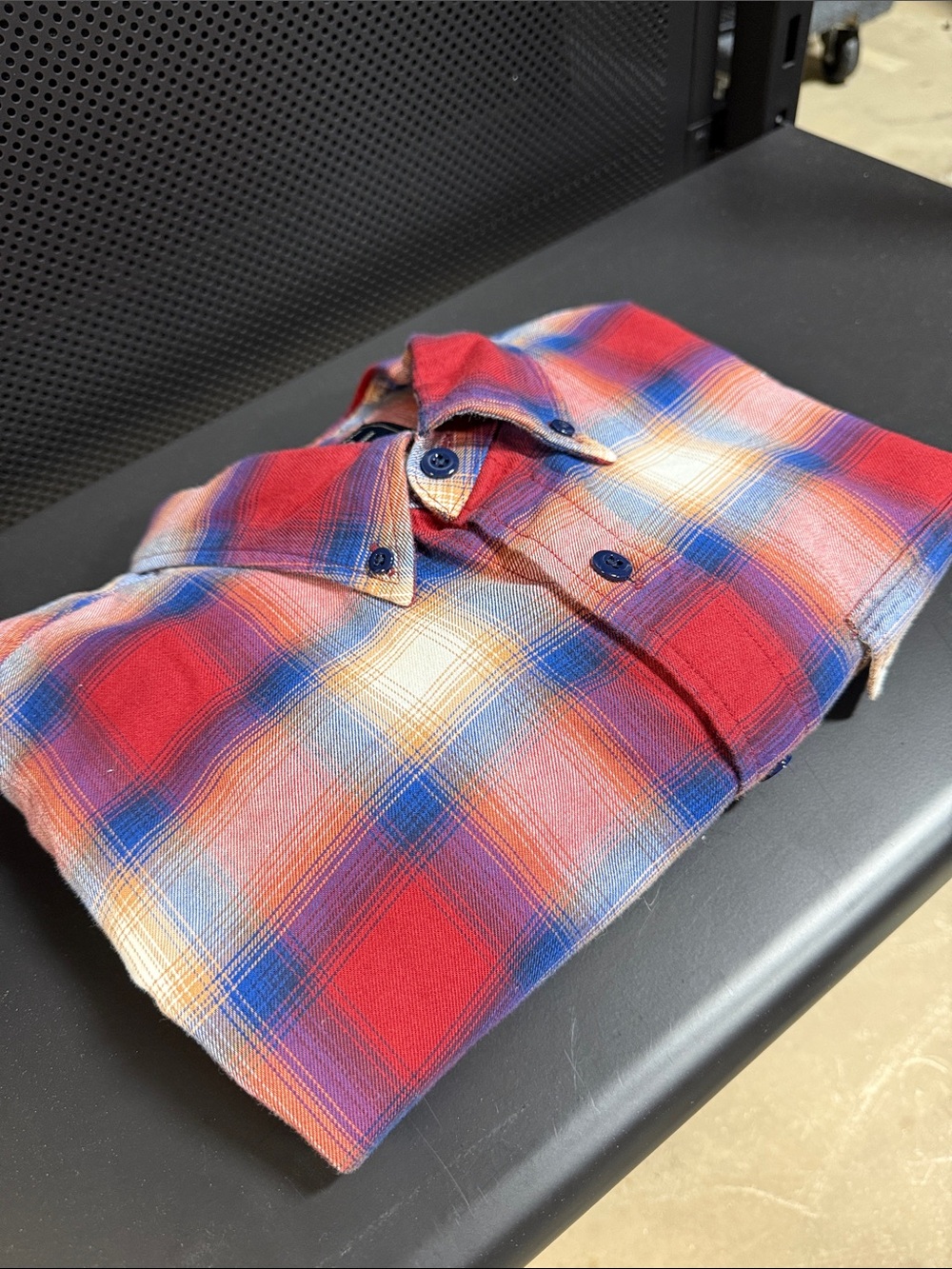 Abercrombie & Fitch Red, Blue and Cream Plaid Button-Down Shirt